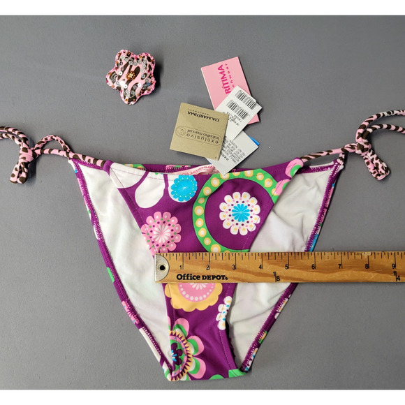 Cia Maritima Cheeky Bikini Bottom Womens M 40 Swim Side Tie Floral Retro New - Picture 5 of 14